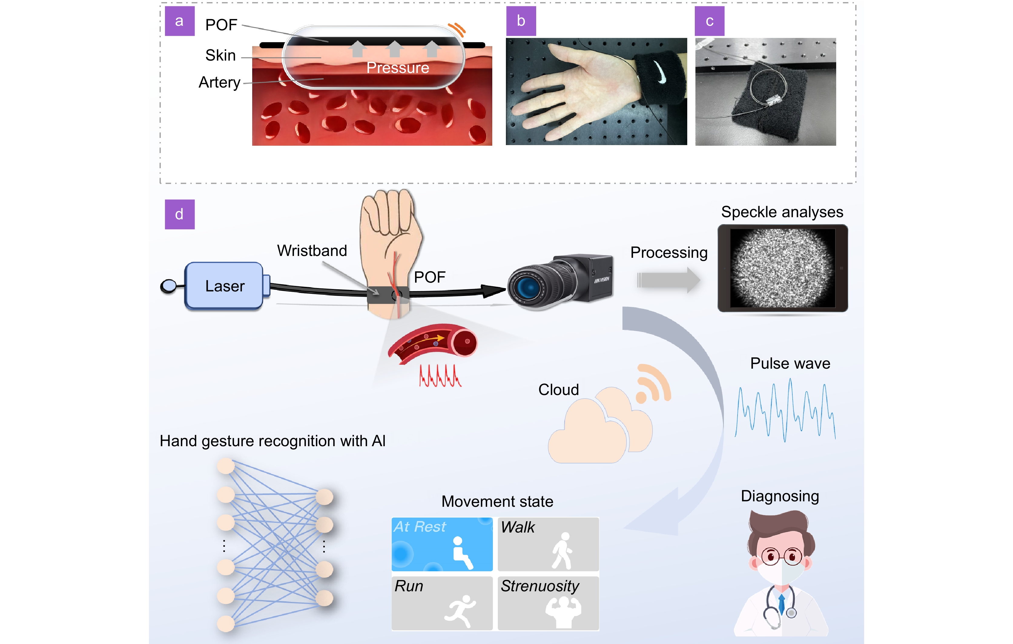 Smart photonic wristband for pulse wave monitoring